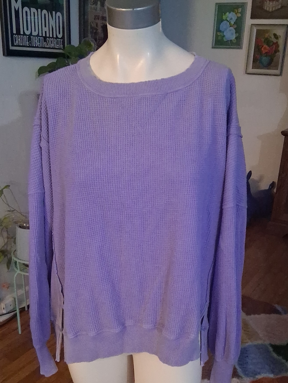 American Eagle Outfitters Lavender Waffle Knit Pullover